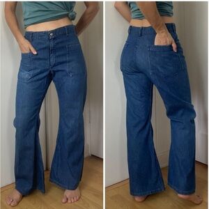 Vintage 1970s Navy Seafarer Flare Jeans